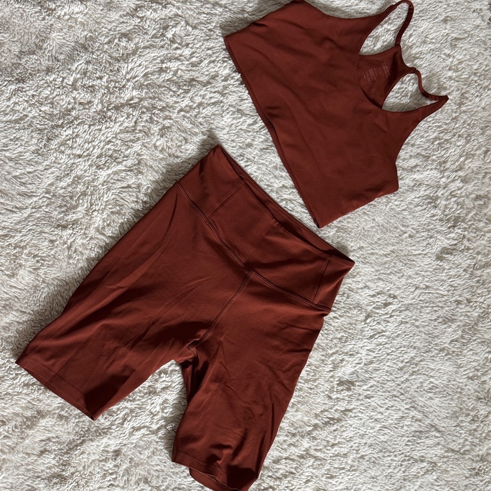 Girlfriend Collective Rust orange workout set